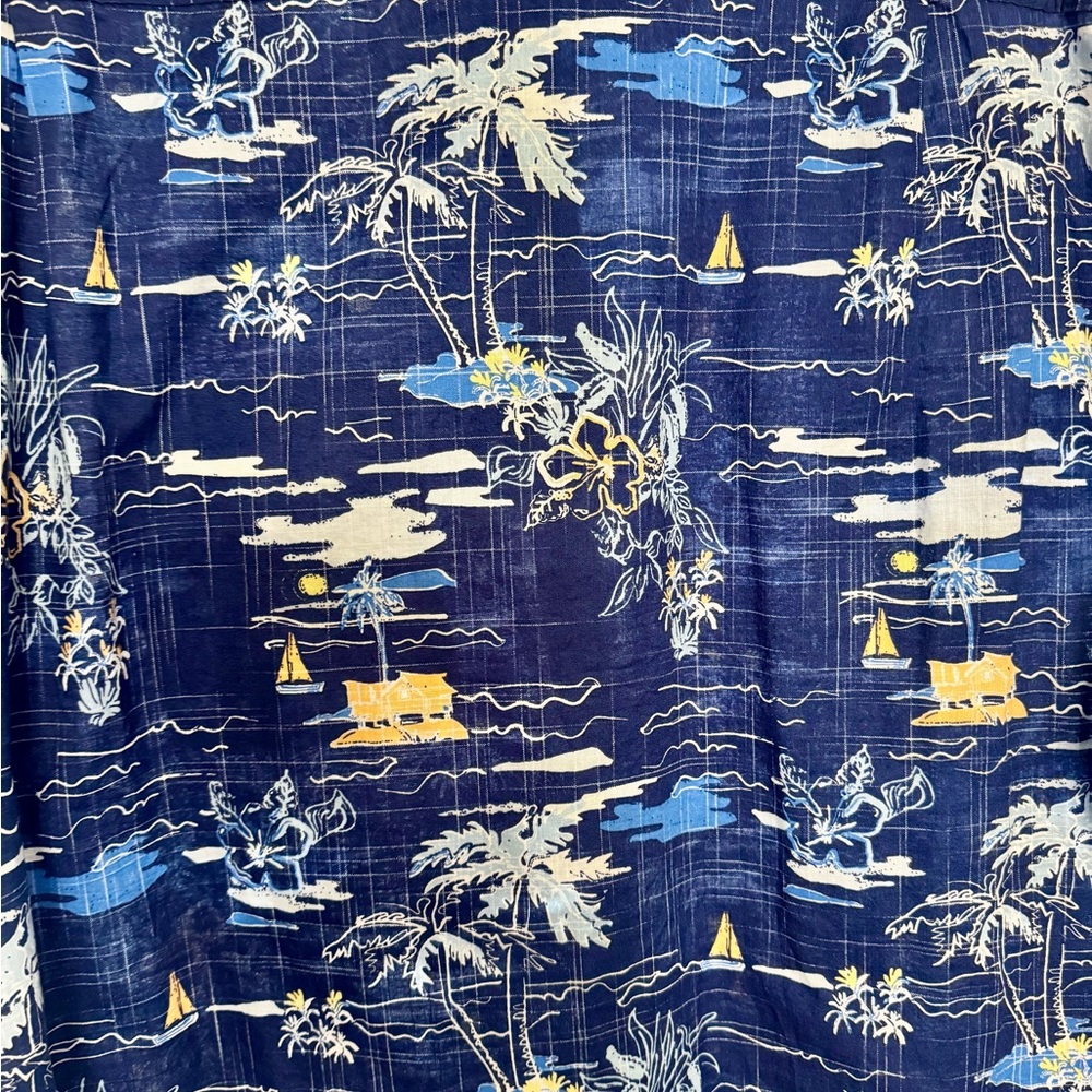IZOD Men's Navy Tropical Print Shirt (New) - Picture 4 of 4